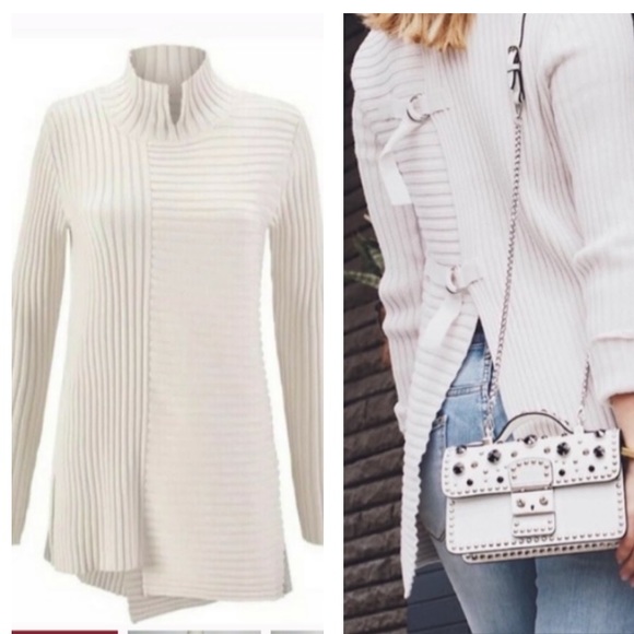 CAbi Sweaters - Cabi Asymmetrical Split Back Ribbed Sweater